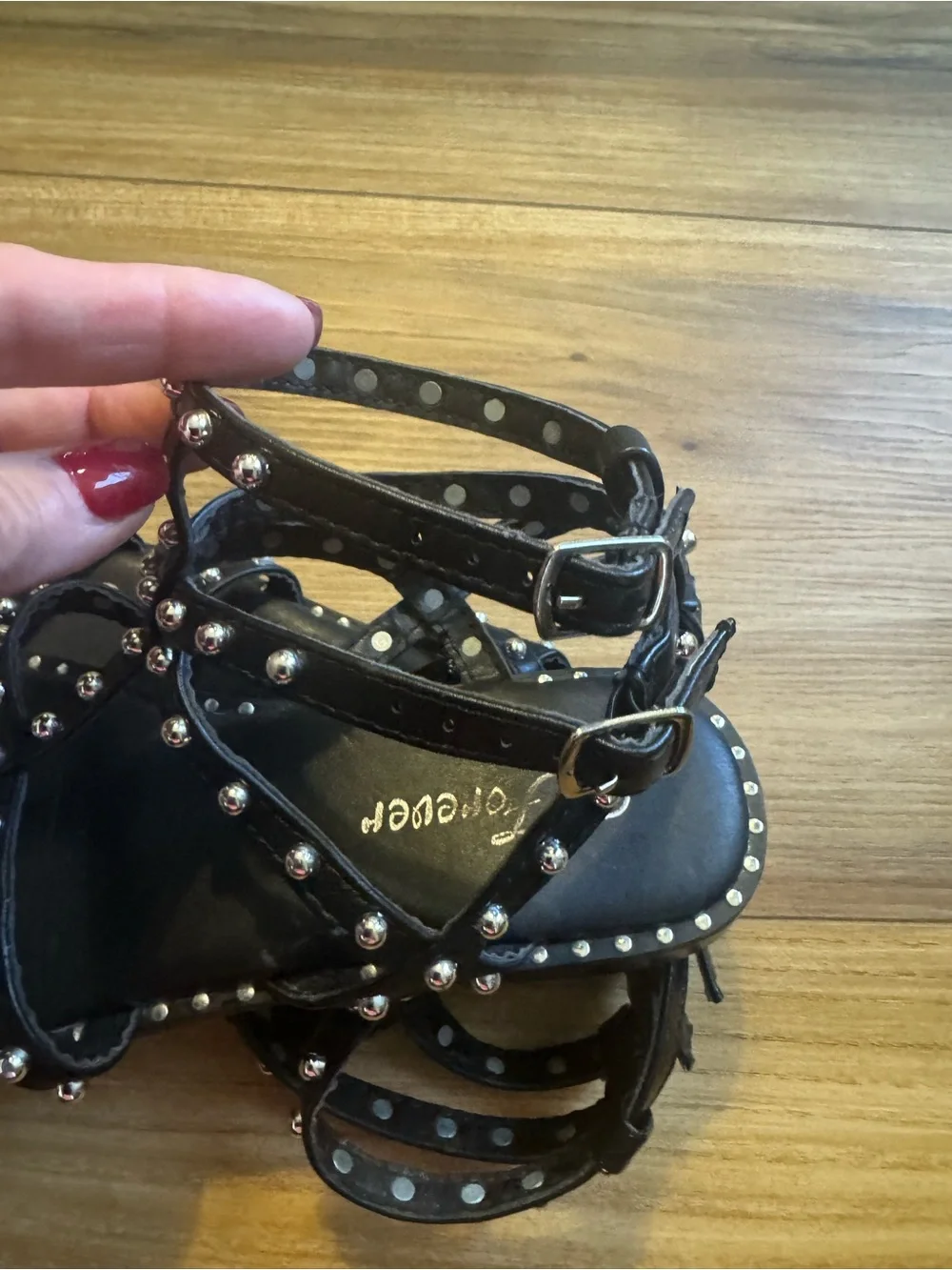 Forever Black Studded Gladiator Sandals
